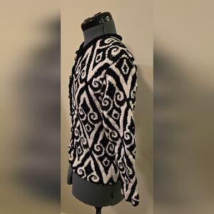 Hand Knit In VERMONT black and white Button Up Sweater